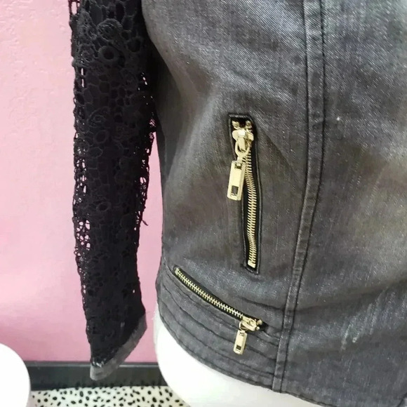 Paris Hues Denim and Lace Jacket Size Small - Picture 4 of 10